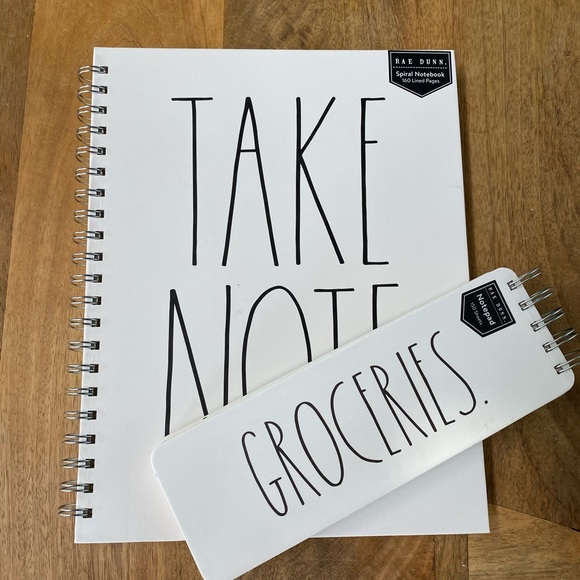 Rae Dunn TAKE NOTE Notebook with GROCERIES Notepad